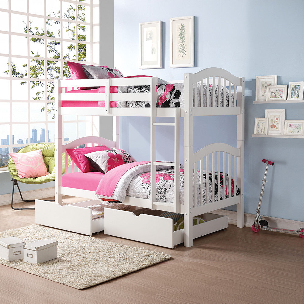 ACME 02354 Heartland Twin Bunk Bed, White (1Set/2Ctn)