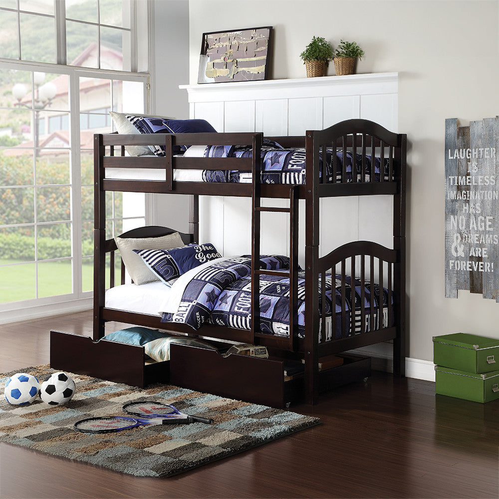 ACME 02554 Heartland Twin Bunk Bed, Espresso (1Set/2Ctn)