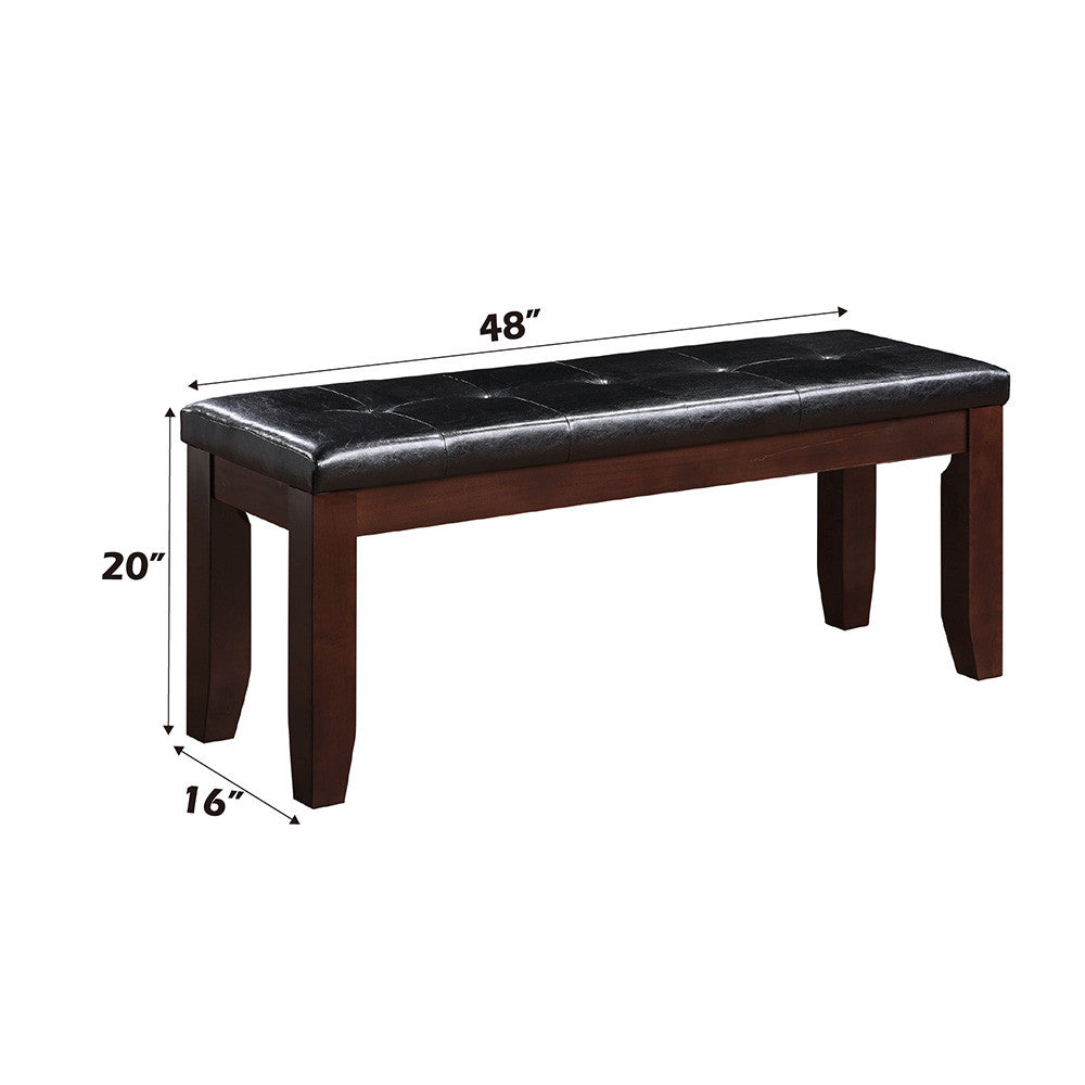 ACME 04625 Urbana Bench, Black PU & Cherry