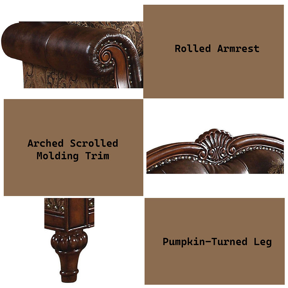 ACME 05495 Dreena Sofa with 5 Pillows, PU & Chenille