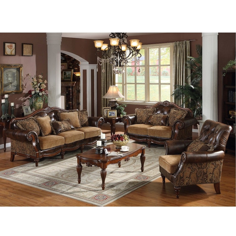 ACME 05495 Dreena Sofa with 5 Pillows, PU & Chenille