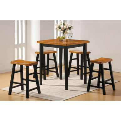 ACME 07285 Gaucho 5 Piece Pack Counter Height Set, Oak & Black