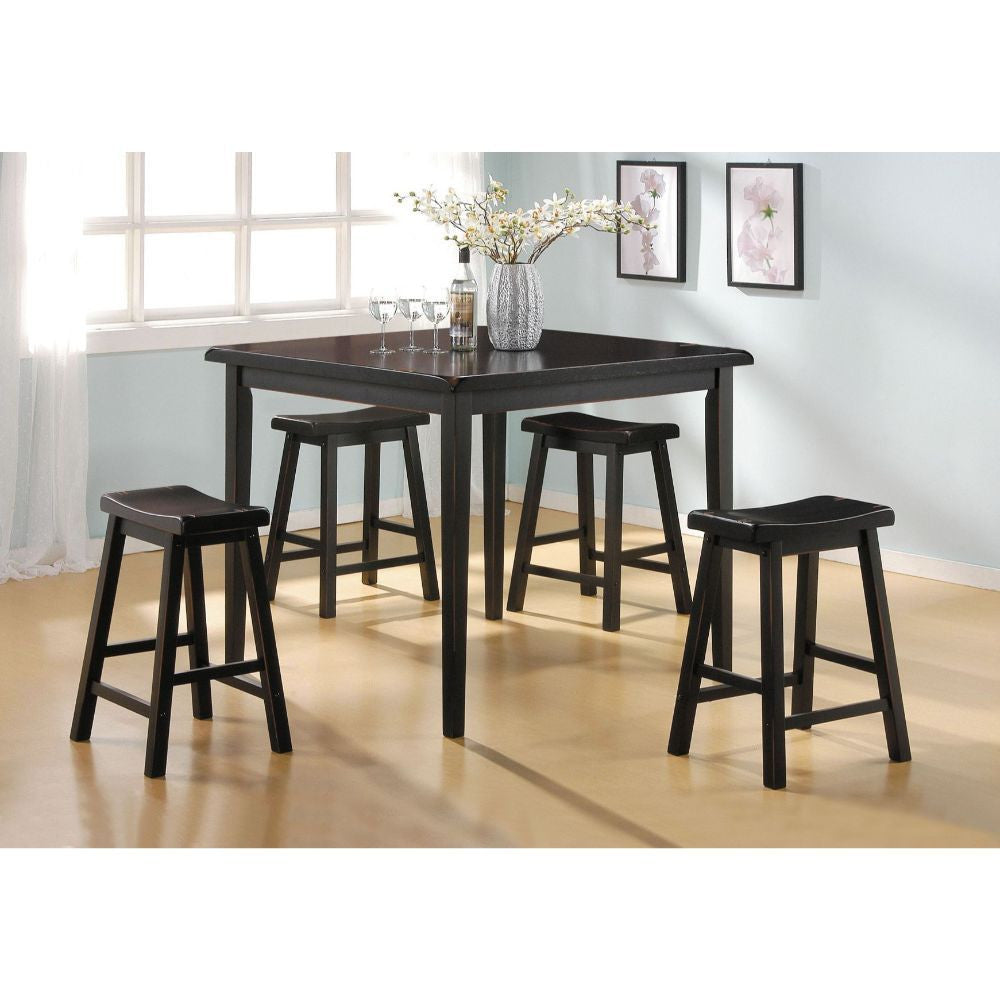 ACME 07288 Gaucho 5 Piece Pack Counter Height Set, Black