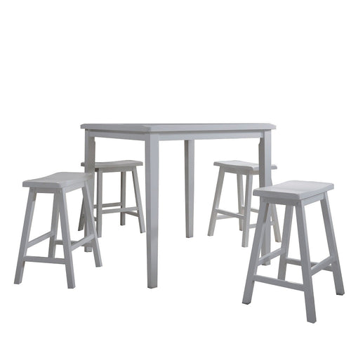 ACME 07289 Gaucho 5 Piece Pack Counter Height Set, White