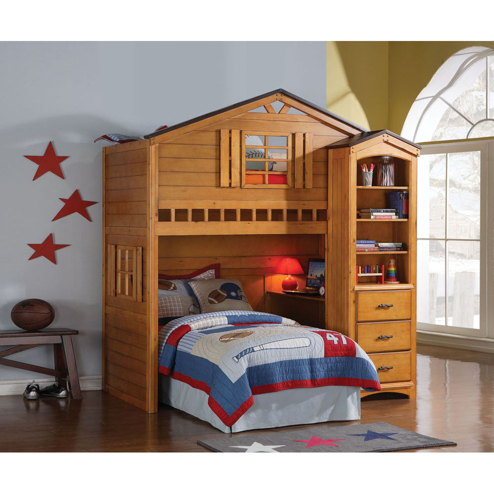 ACME 10160 Tree House Loft Bed, Rustic Oak (1Set/2Ctn)  2