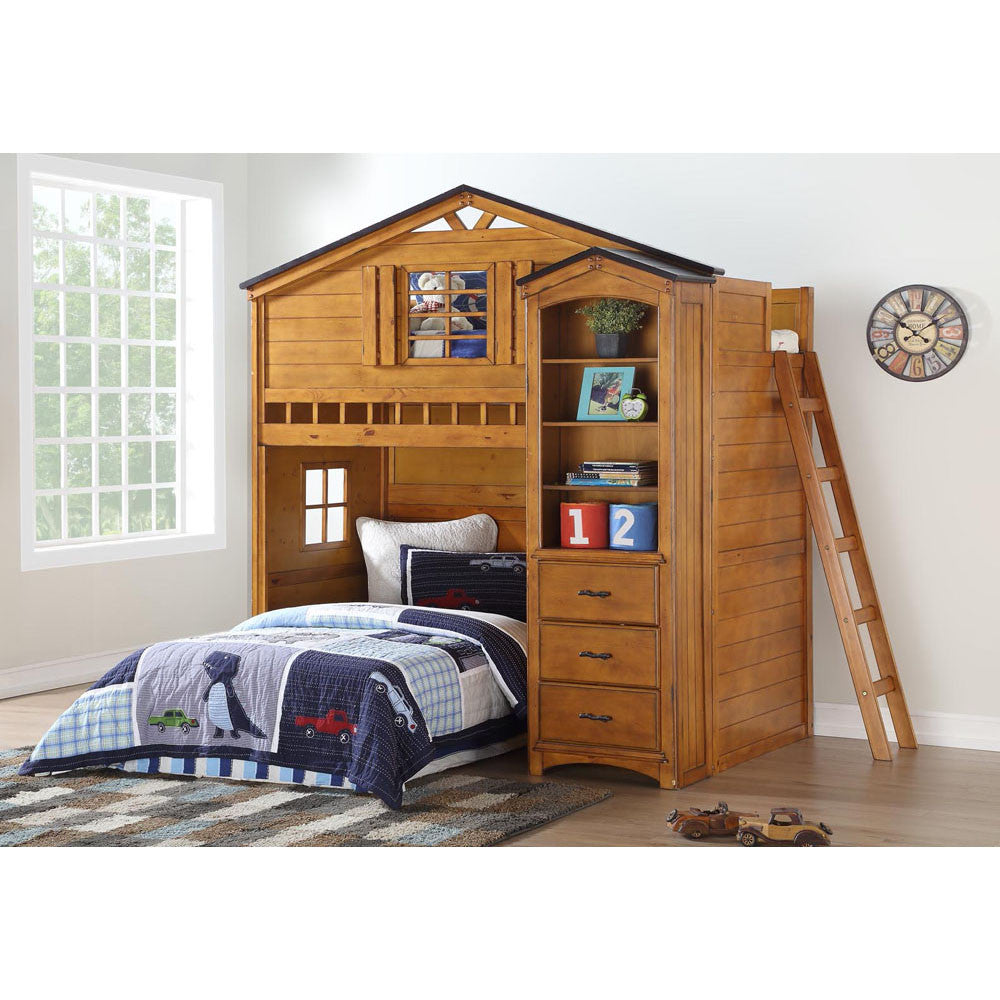 ACME 10160 Tree House Loft Bed, Rustic Oak (1Set/2Ctn)  1