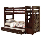 ACME 10170W Allentown Espresso Twin/Twin Bunk Bed w/ Storage Ladder and Trundle  1