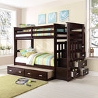 ACME 10170W Allentown Espresso Twin/Twin Bunk Bed w/ Storage Ladder and Trundle