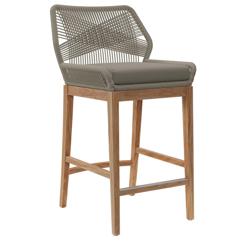 Modway EEI-5746 Wellspring Outdoor Patio Teak Wood Bar Stool