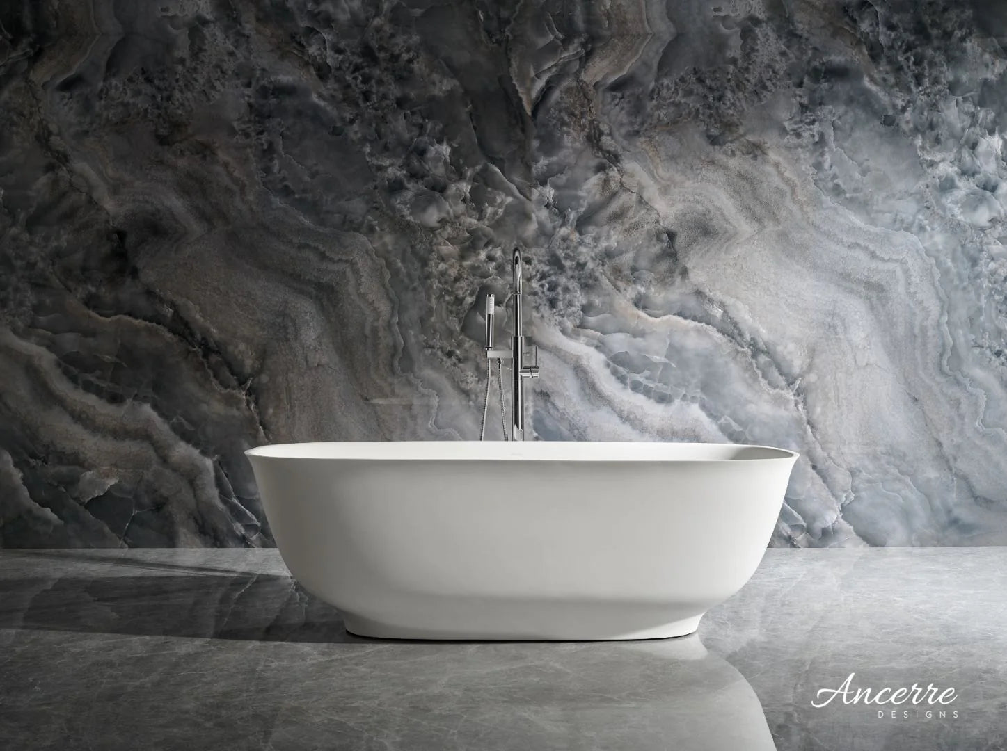 Fiore 67" B X 29.5" D Freestanding Solid Surface Bathtub
