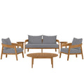 Modway EEI-5833 Brisbane 6-Piece Teak Wood Outdoor Patio Set