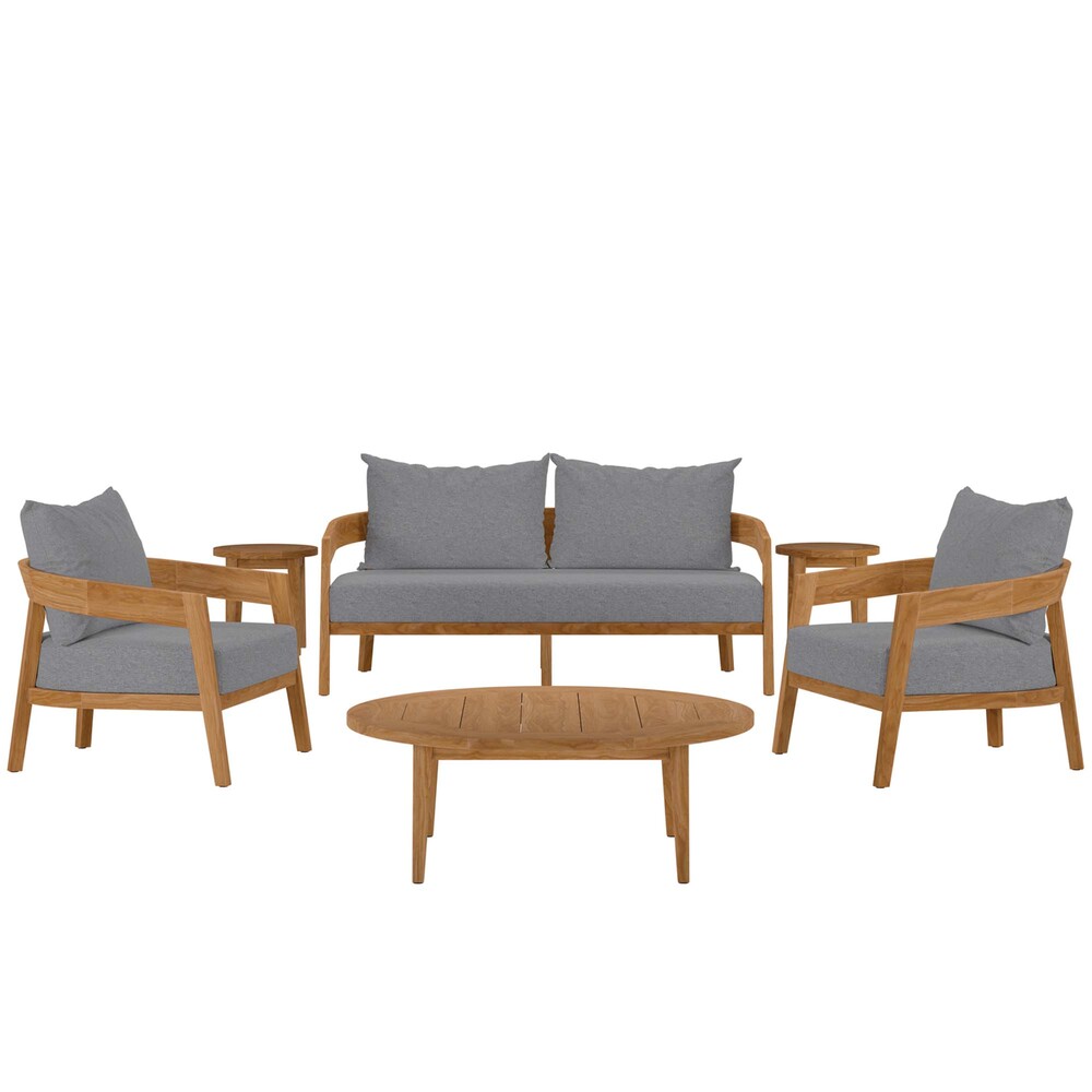 Modway EEI-5833 Brisbane 6-Piece Teak Wood Outdoor Patio Set