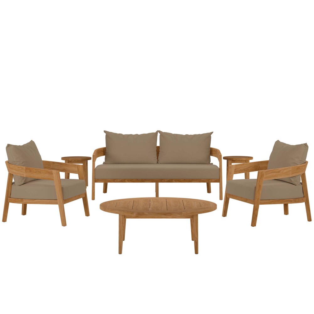 Modway EEI-5833 Brisbane 6-Piece Teak Wood Outdoor Patio Set