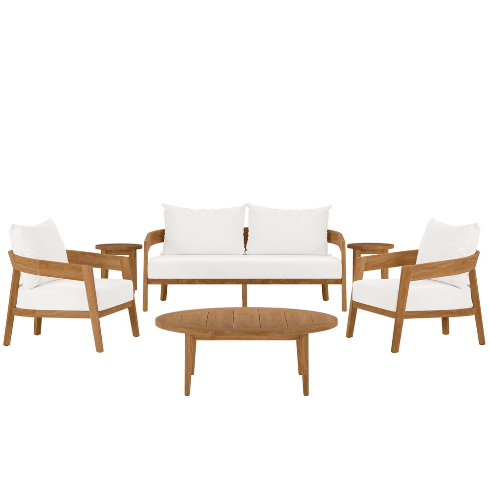 Modway EEI-5833 Brisbane 6-Piece Teak Wood Outdoor Patio Set