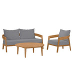 Modway EEI-5834 Brisbane 3-Piece Teak Wood Outdoor Patio Set