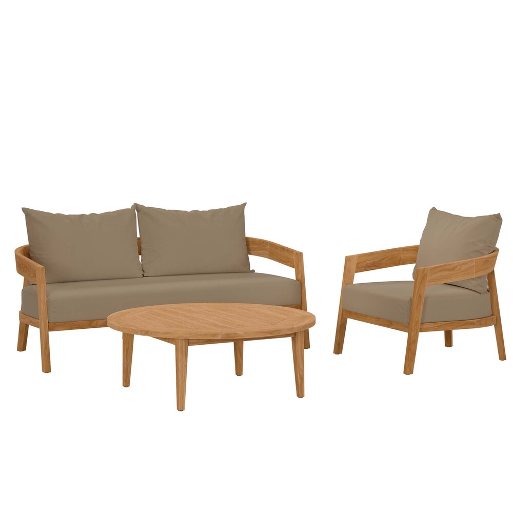 Modway EEI-5834 Brisbane 3-Piece Teak Wood Outdoor Patio Set