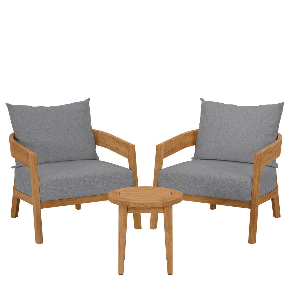 Modway EEI-5835 Brisbane 3-Piece Teak Wood Outdoor Patio Set