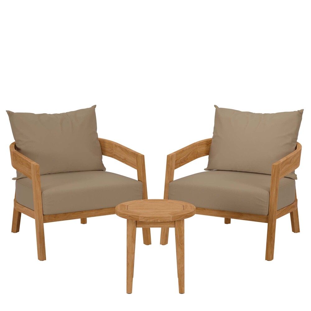 Modway EEI-5835 Brisbane 3-Piece Teak Wood Outdoor Patio Set
