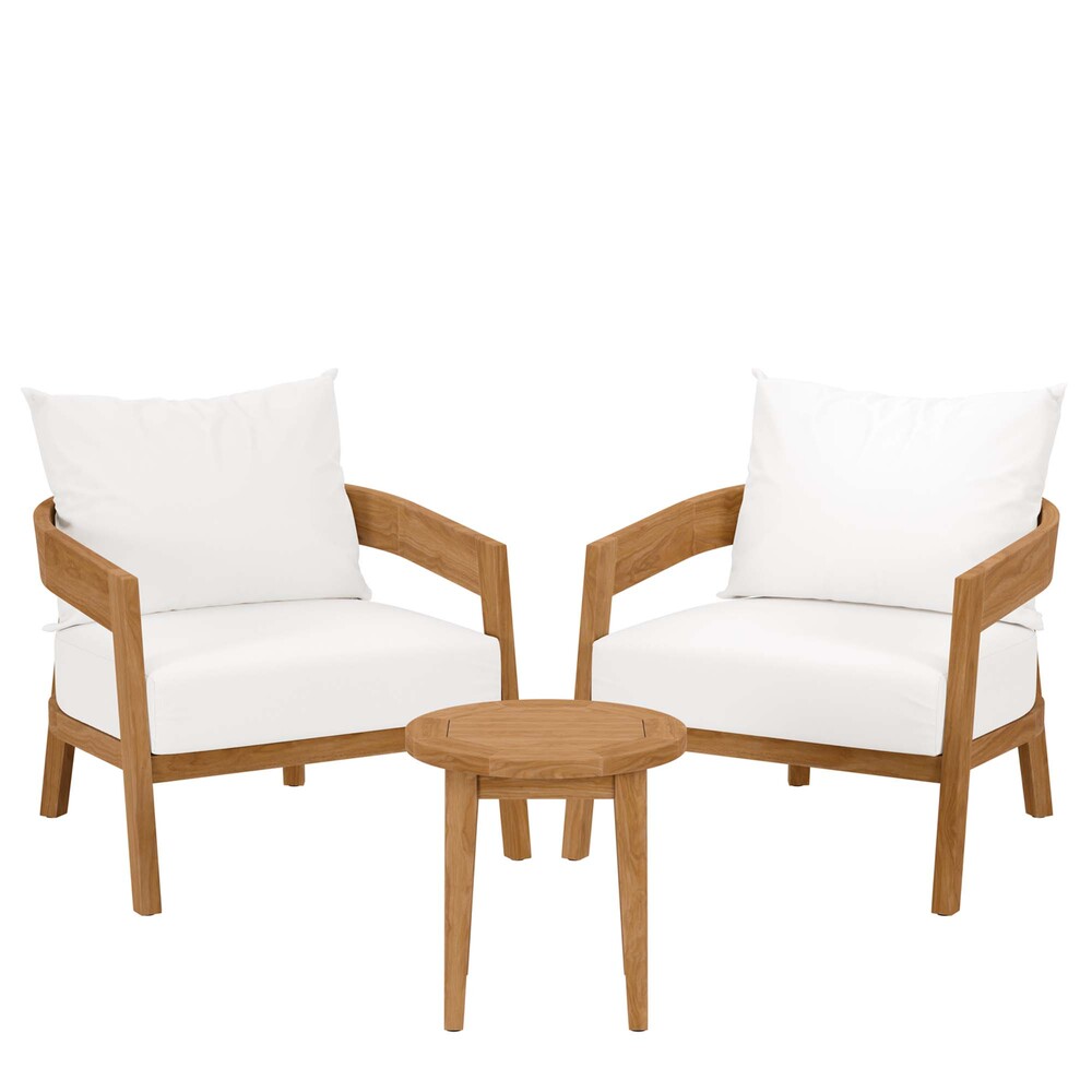 Modway EEI-5835 Brisbane 3-Piece Teak Wood Outdoor Patio Set