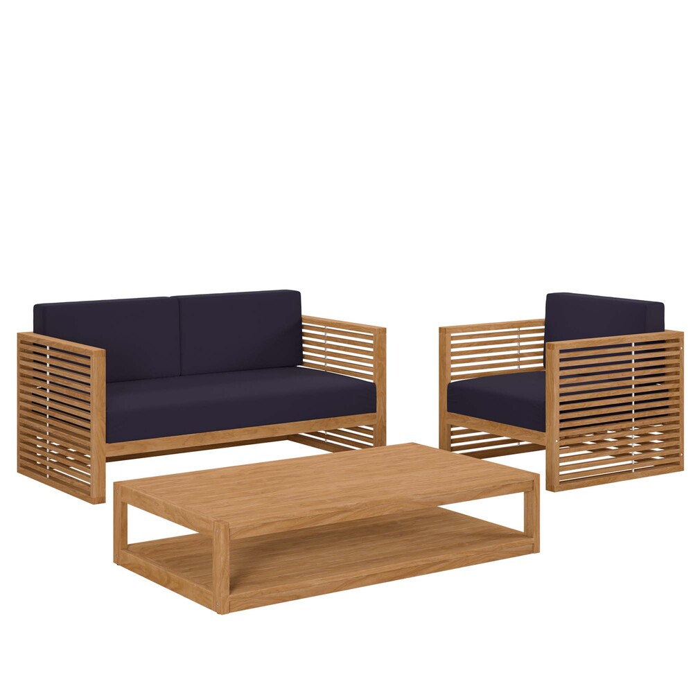 Modway EEI-5837 Carlsbad 3-Piece Teak Wood Outdoor Patio Set