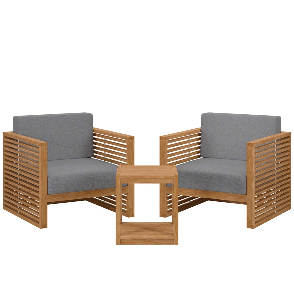 Modway EEI-5838 Carlsbad 3-Piece Teak Wood Outdoor Patio Set