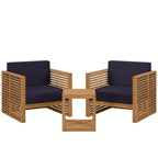 Modway EEI-5838 Carlsbad 3-Piece Teak Wood Outdoor Patio Set