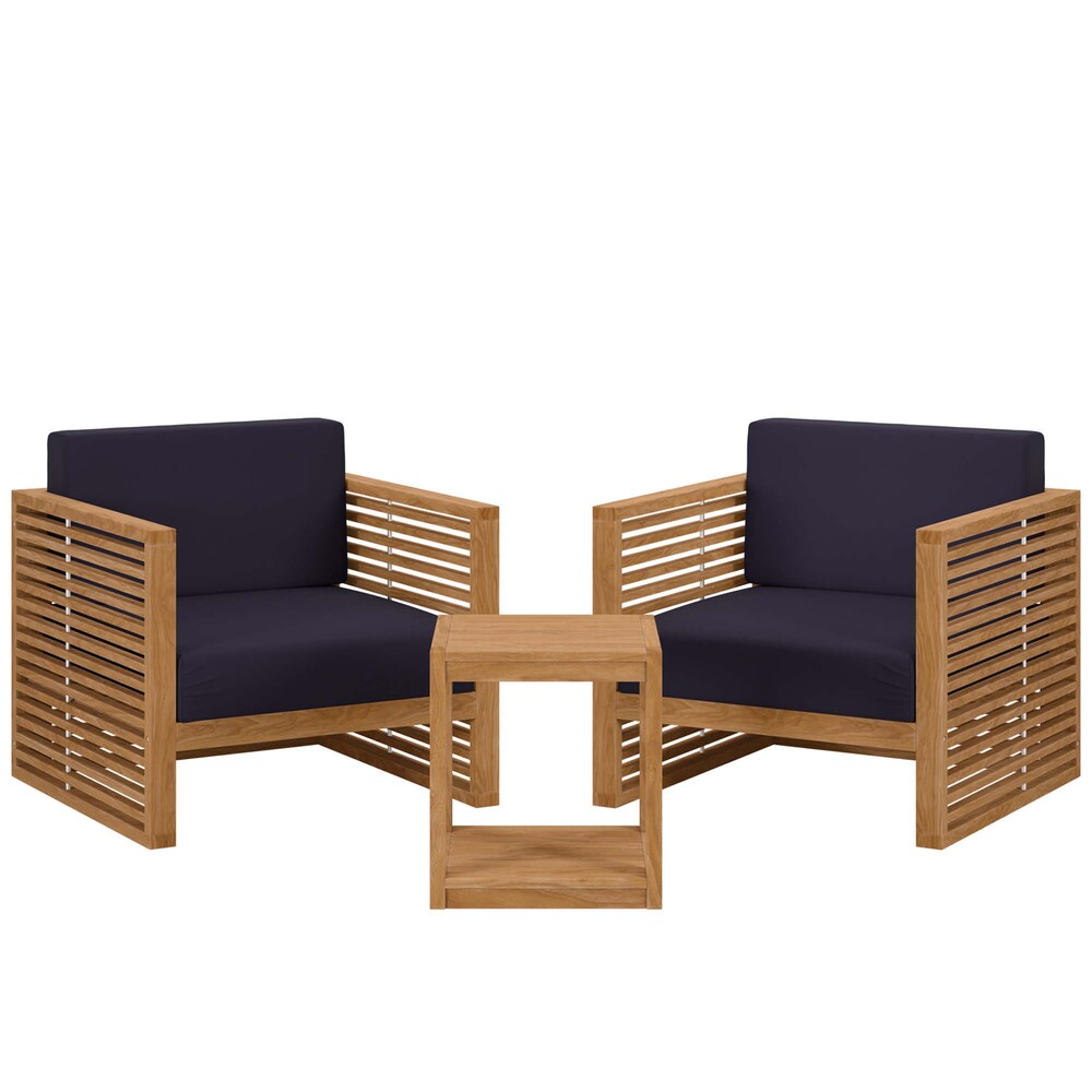 Modway EEI-5838 Carlsbad 3-Piece Teak Wood Outdoor Patio Set