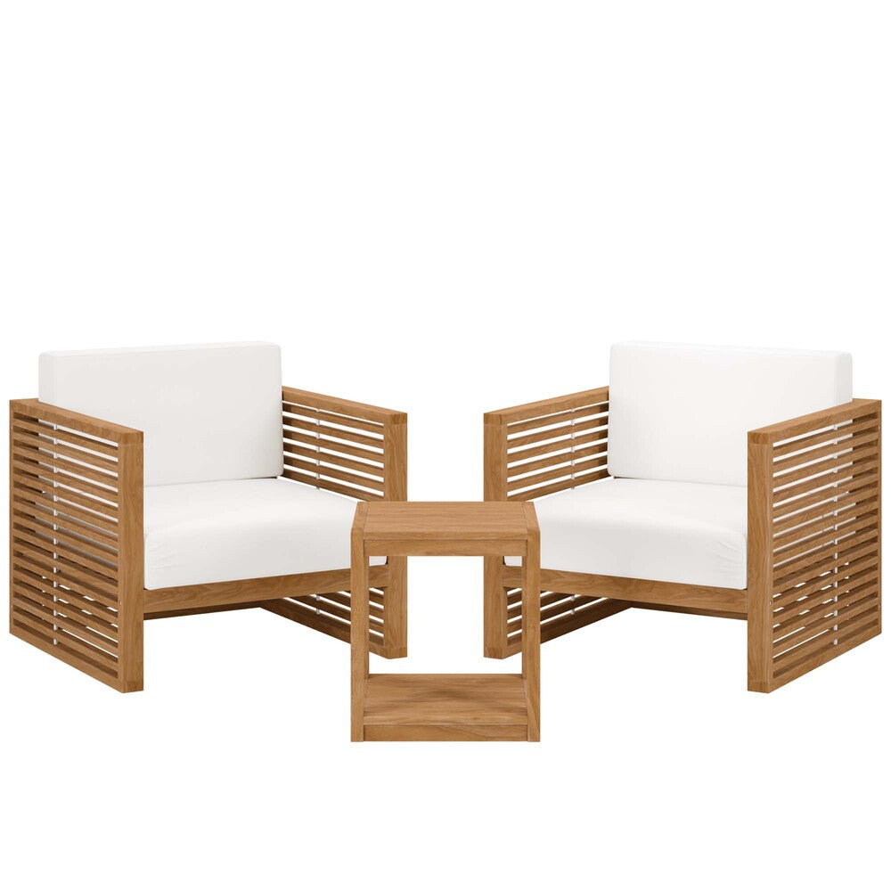 Modway EEI-5838 Carlsbad 3-Piece Teak Wood Outdoor Patio Set