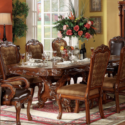 ACME 12150 Dresden Dining Table with Trestle Pedestal, Cherry Oak (1Set/2Ctn)