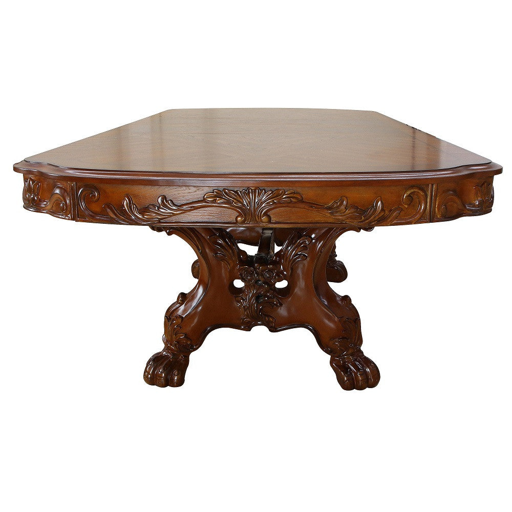 ACME 12150 Dresden Dining Table with Trestle Pedestal, Cherry Oak (1Set/2Ctn)