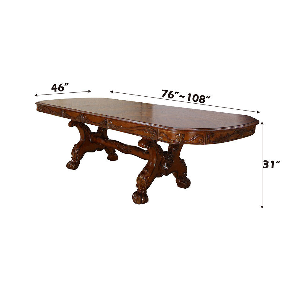 ACME 12150 Dresden Dining Table with Trestle Pedestal, Cherry Oak (1Set/2Ctn)