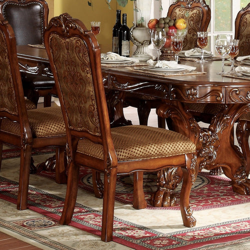 ACME 12153 Dresden Side Chair (Set-2), Fabric & Cherry Oak