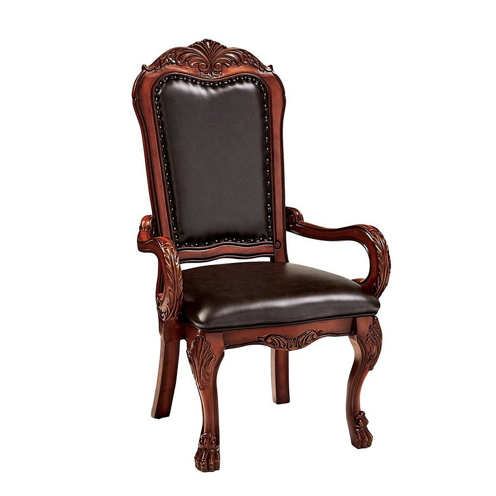 ACME 12154 Dresden Arm Chair (Set-2), PU & Cherry Oak