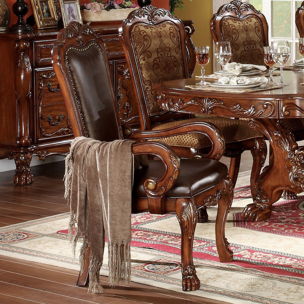 ACME 12154 Dresden Arm Chair (Set-2), PU & Cherry Oak