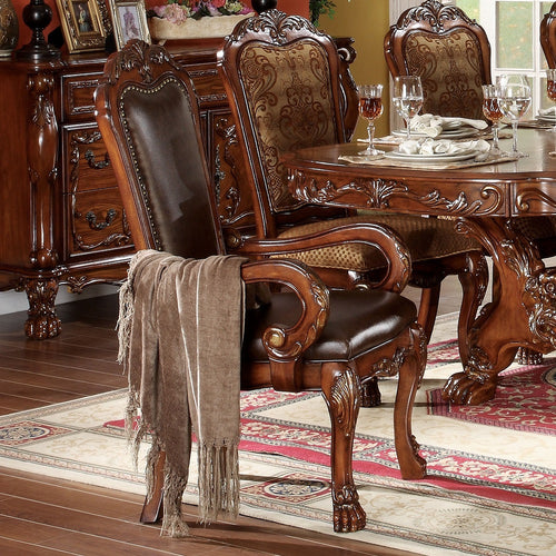 ACME 12154 Dresden Arm Chair (Set-2), PU & Cherry Oak