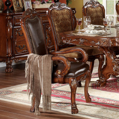 ACME 12154 Dresden Arm Chair (Set-2), PU & Cherry Oak