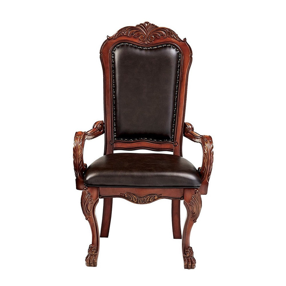 ACME 12154 Dresden Arm Chair (Set-2), PU & Cherry Oak