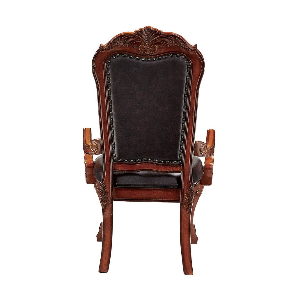 ACME 12154 Dresden Arm Chair (Set-2), PU & Cherry Oak
