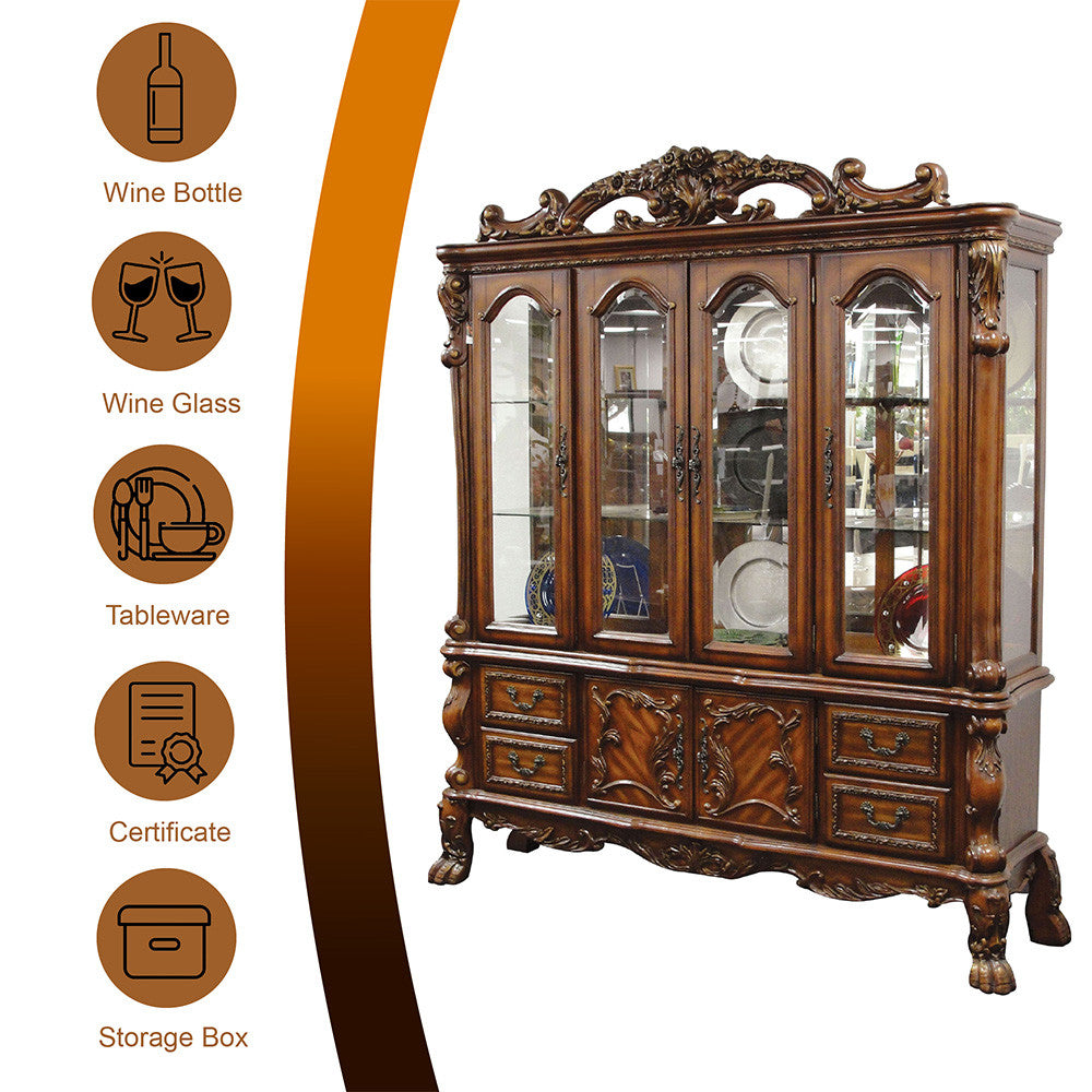 ACME 12155 Dresden Hutch & Buffet, Cherry Oak (1Set/2Ctn)