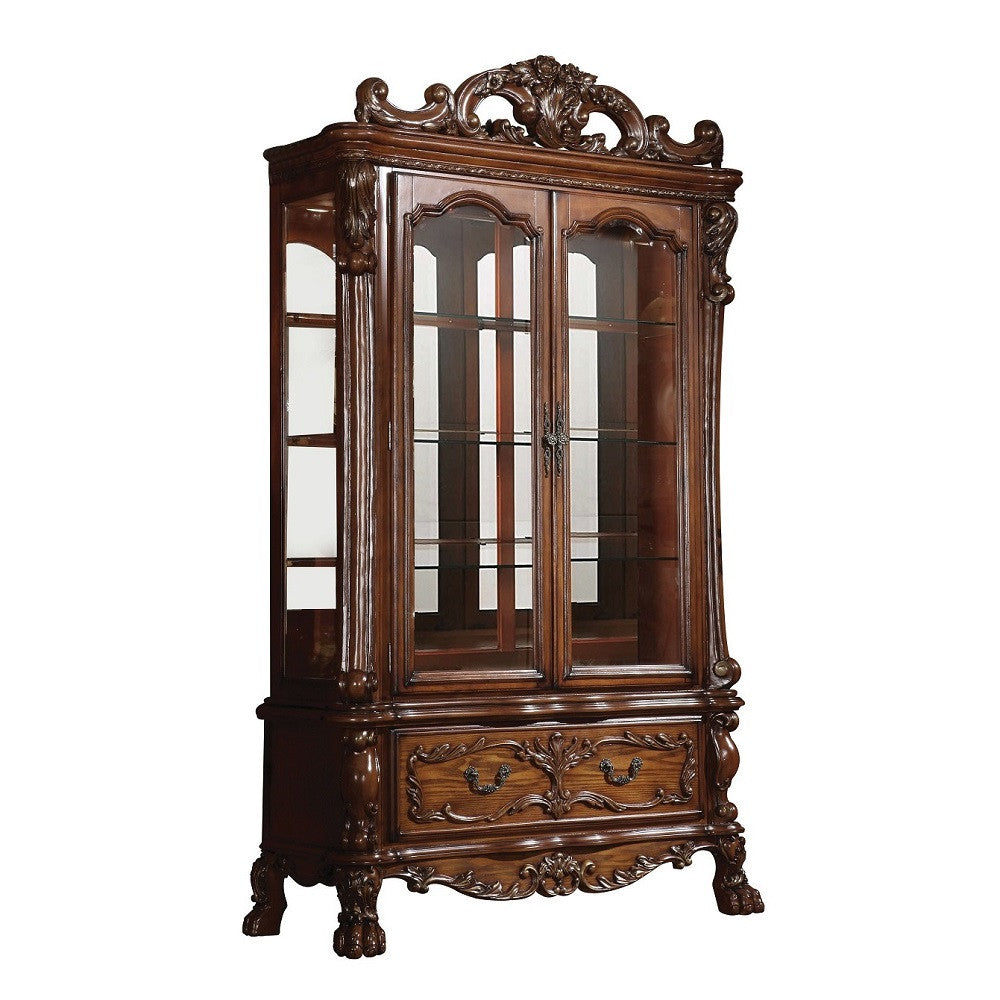 ACME 12158 Dresden Curio Cabinet, Cherry Oak (1Set/2Ctn)