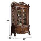 ACME 12158 Dresden Curio Cabinet, Cherry Oak (1Set/2Ctn)