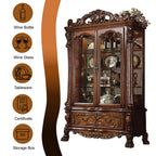 ACME 12158 Dresden Curio Cabinet, Cherry Oak (1Set/2Ctn)