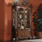 ACME 12158 Dresden Curio Cabinet, Cherry Oak (1Set/2Ctn)