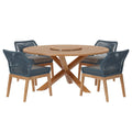 Modway EEI-6118 Wellspring 5-Piece Outdoor Patio Teak Wood Dining Set