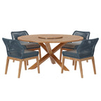 Modway EEI-6118 Wellspring 5-Piece Outdoor Patio Teak Wood Dining Set