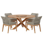 Modway EEI-6118 Wellspring 5-Piece Outdoor Patio Teak Wood Dining Set
