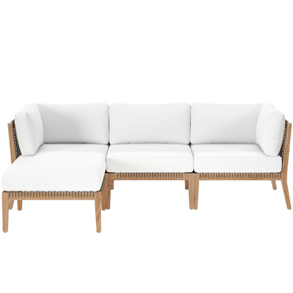 Modway EEI-6121 Clearwater 4-Piece Outdoor Patio Teak Wood Sectional Sofa