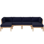 Modway EEI-6122 Clearwater 6-Piece Outdoor Patio Teak Wood Sectional Sofa
