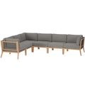 Modway EEI-6125 Clearwater 6-Piece Outdoor Patio Teak Wood Sectional Sofa
