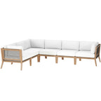 Modway EEI-6125 Clearwater 6-Piece Outdoor Patio Teak Wood Sectional Sofa
